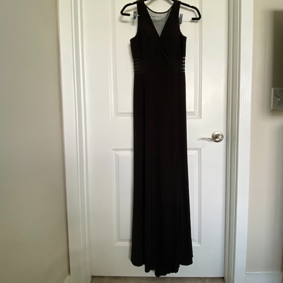Morgan & Co Long Formal Strap Dress w/ Mesh - Picture 7 of 10